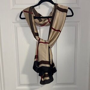 Silky Shawl Scarf oversized lightweight plaid red cream brown black tiny bricks